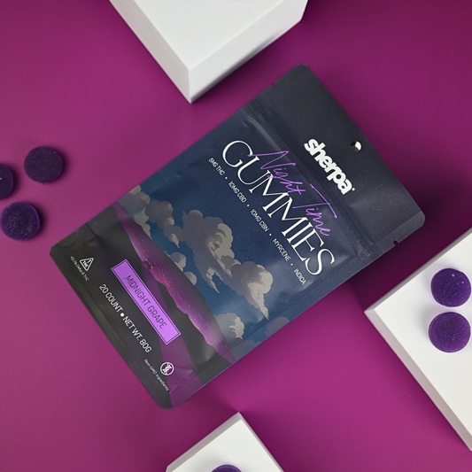night time gummies: Midnight Grape 5mg THC -- Sherpa