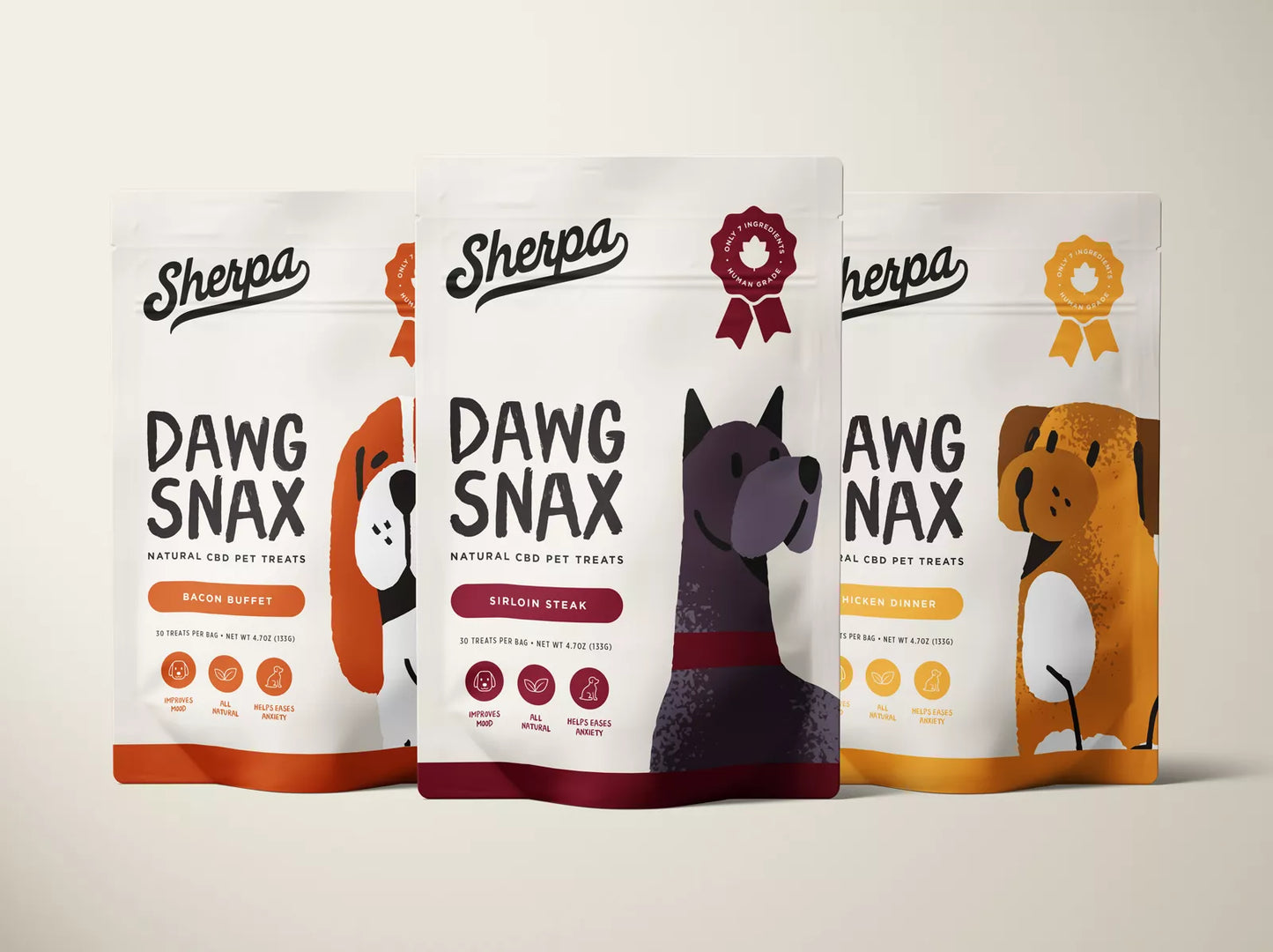 3pk 25mg CBD Dawg Snax - Sherpa
