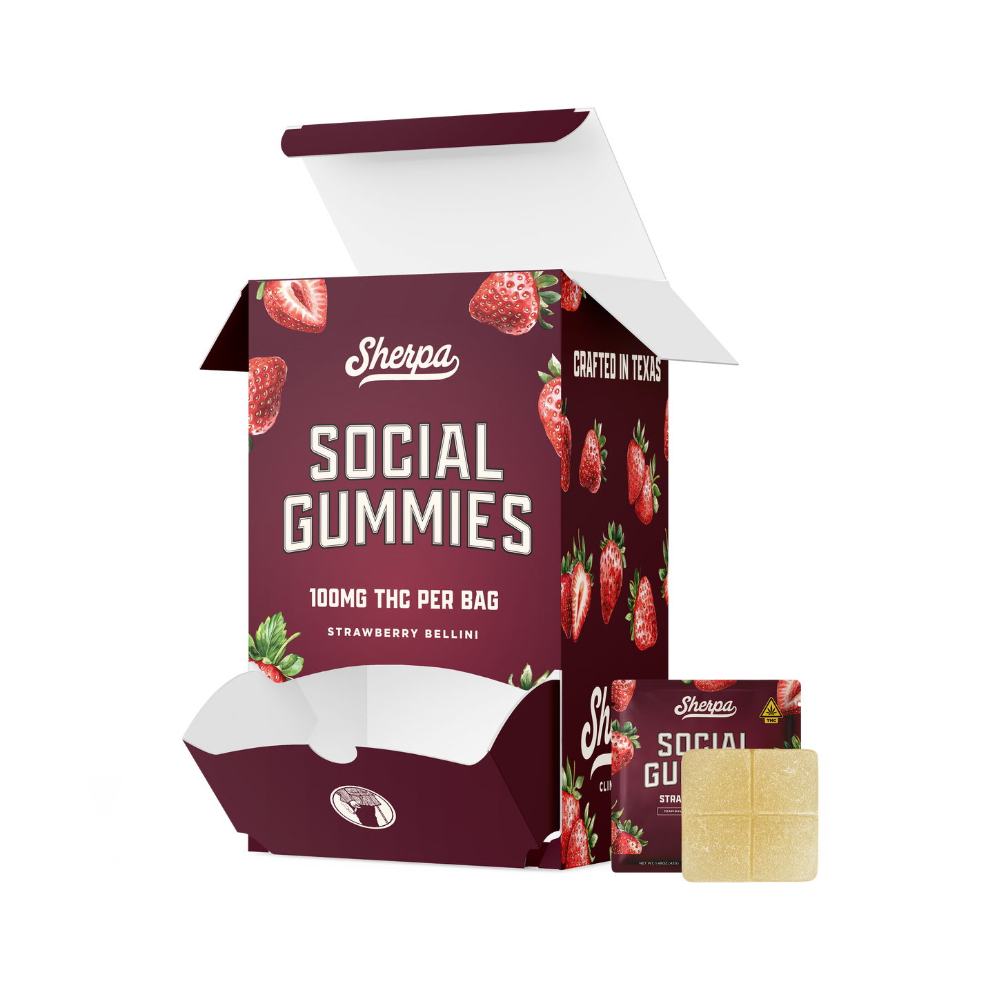 Sherpa Social Gummies: Strawberry Bellini (Wholesale)