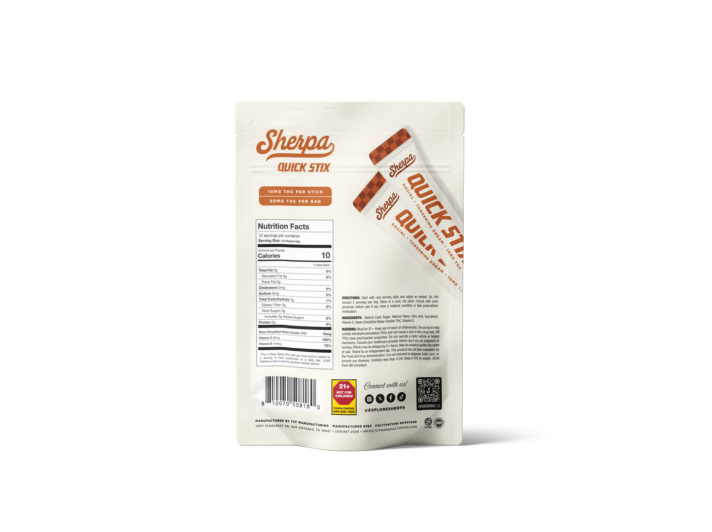 Sherpa Social Quick Stix - Tangerine Dream (6-Count)