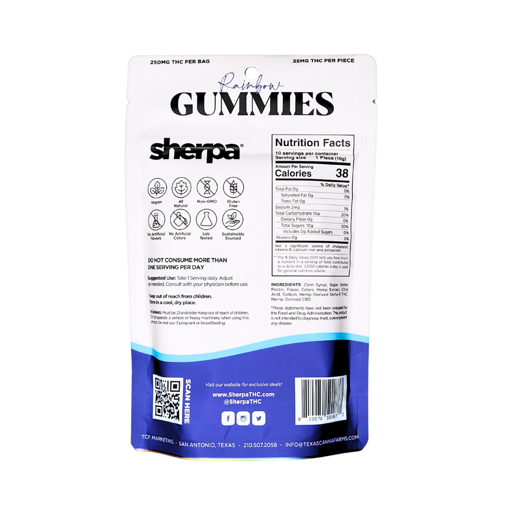 Sherpa Rainbow Gummies - 250mg - Sherpa THC