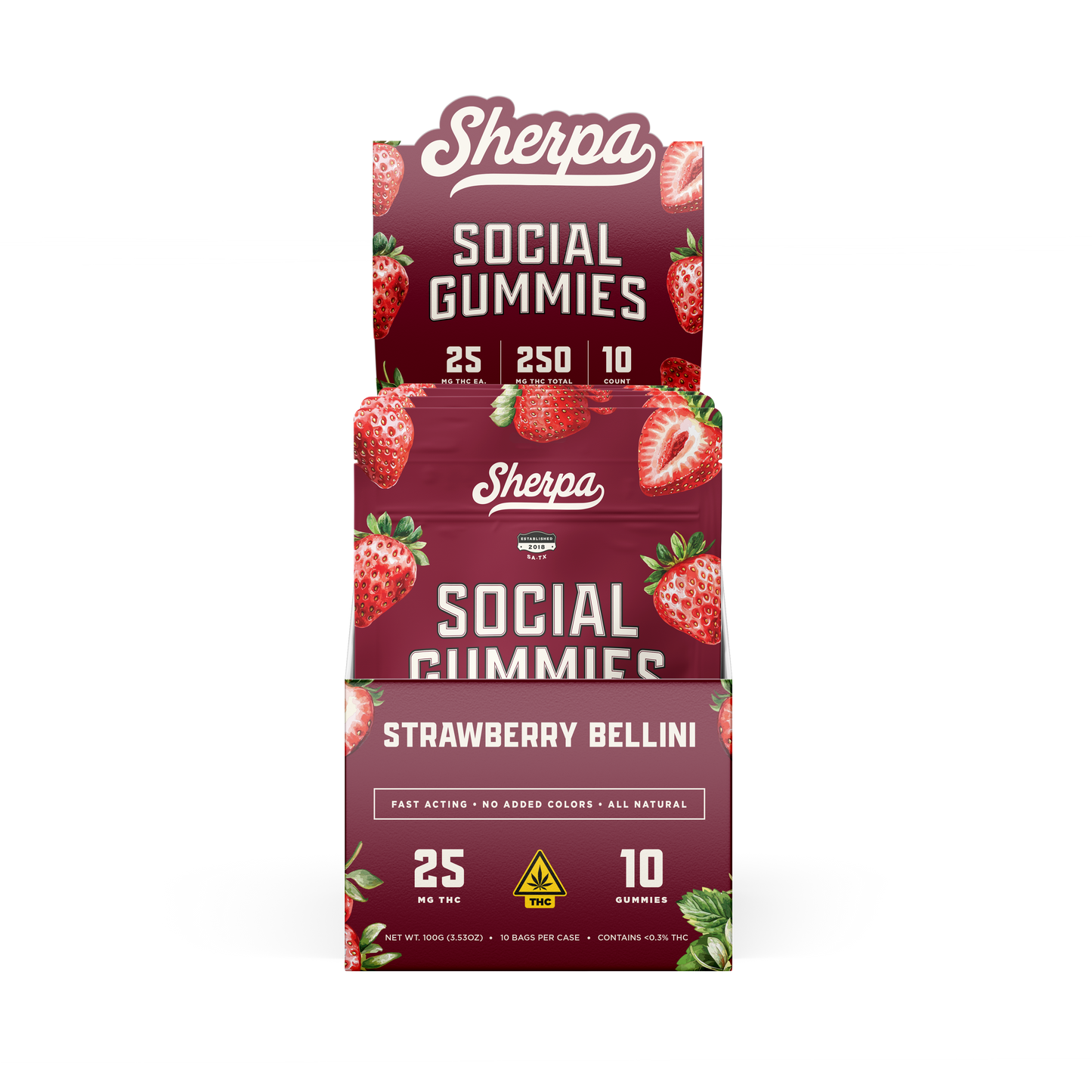 Sherpa Social Gummies: Strawberry Bellini (Wholesale)