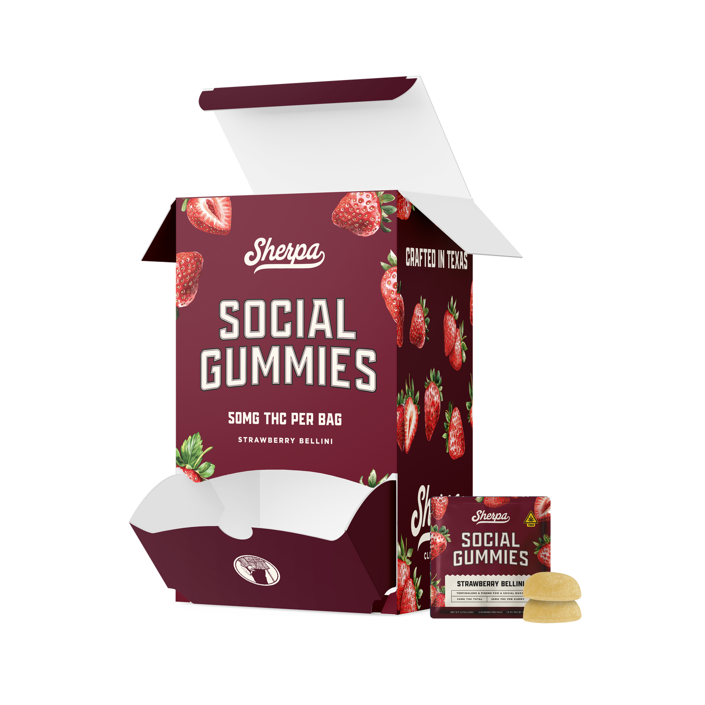 Sherpa Social Gummies: Strawberry Bellini (Wholesale)