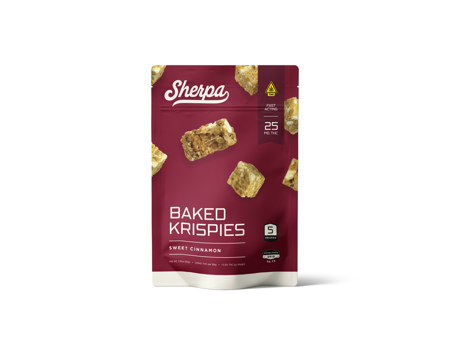 25mg THC Baked Krispies - Sweet Cinnamon - Sherpa 