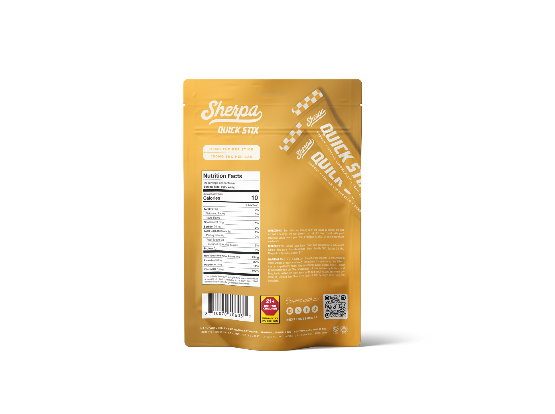 Sherpa 25mg Energy Quick Stix - Italian Limoncello - Sherpa 