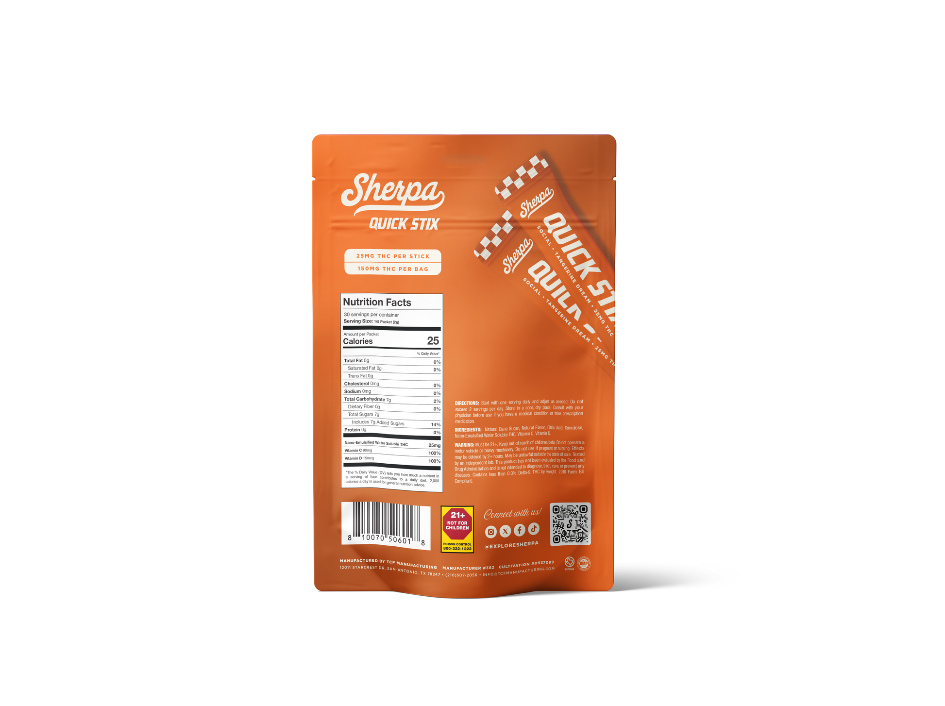 Sherpa 25mg Social Quick Stix - Tangerine Dream - Sherpa 