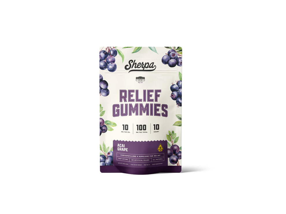 Sherpa Relief Gummies — THC + Caryophyllene & Humulene for Pain