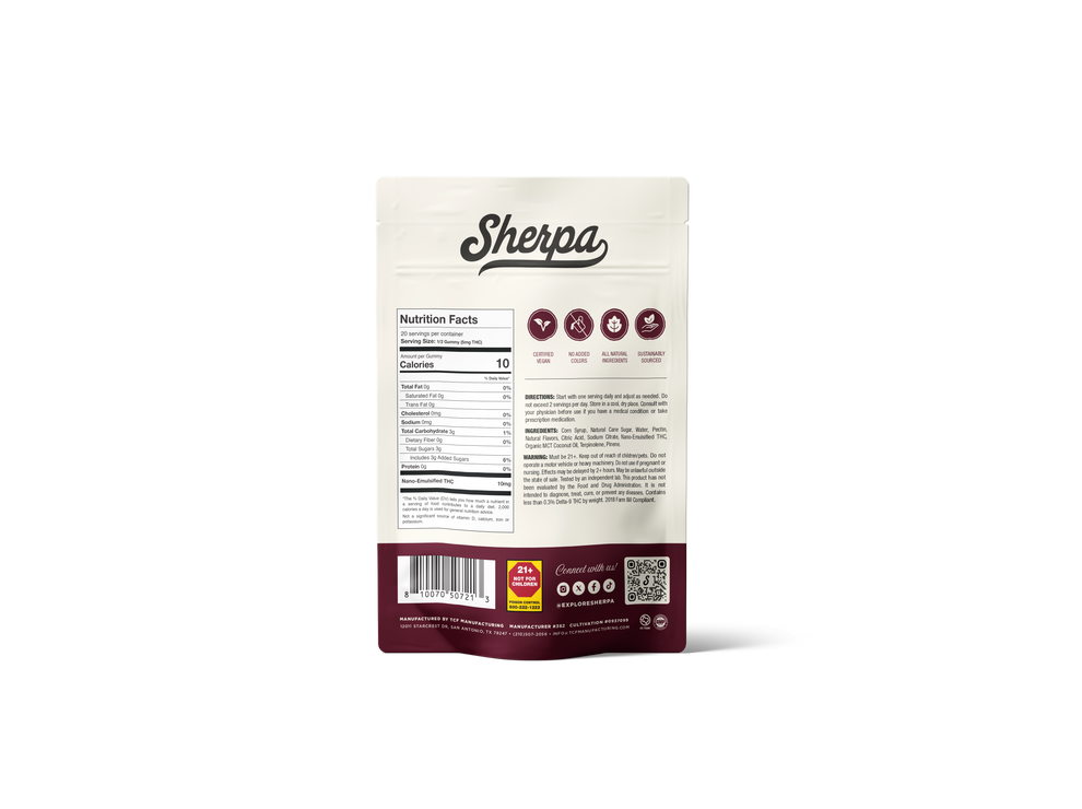 Sherpa Social Gummies — THC + Terpinolene & Pinene for Energy