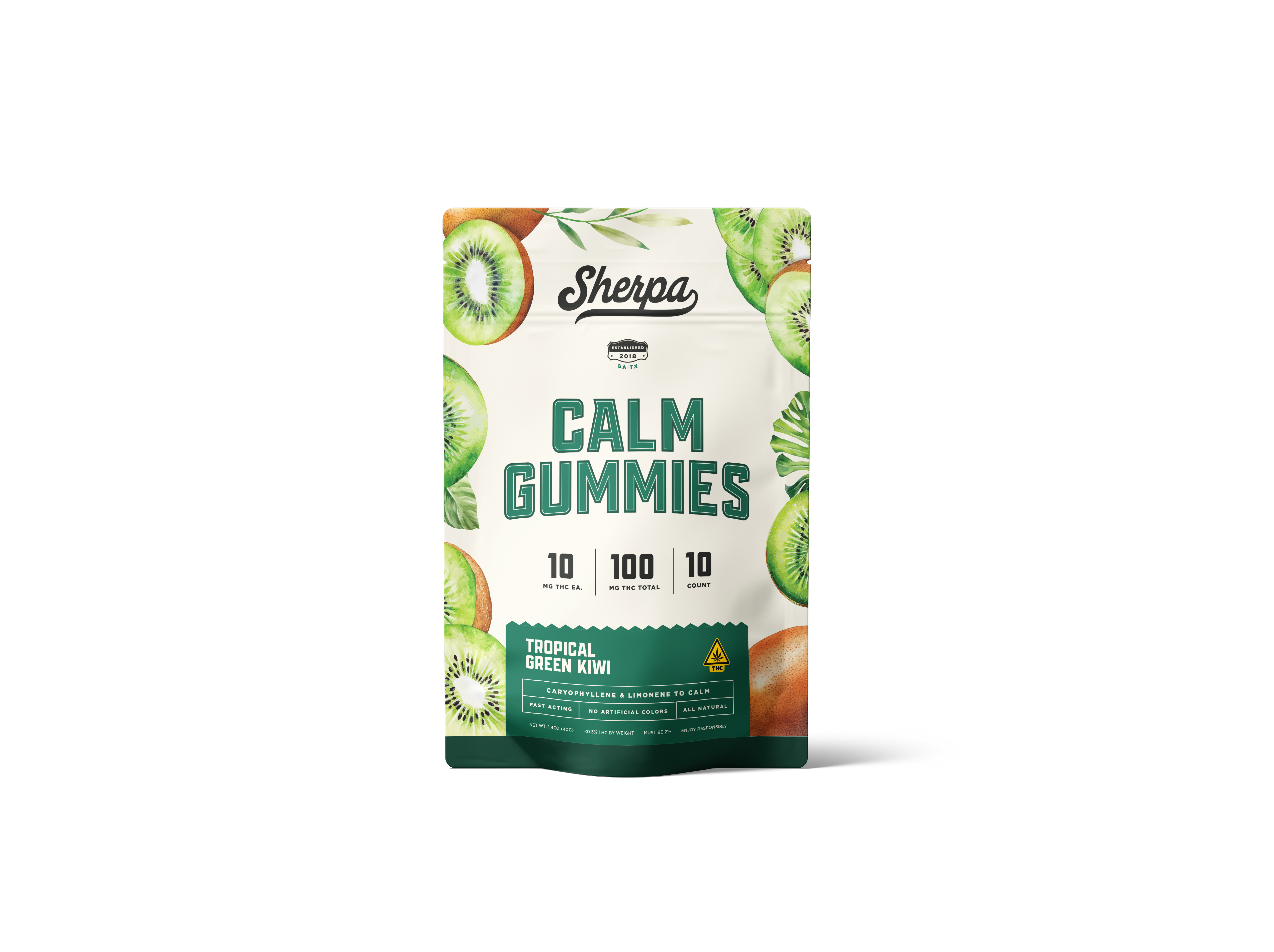 Sherpa Calm Gummies: Tropical Green Kiwi
