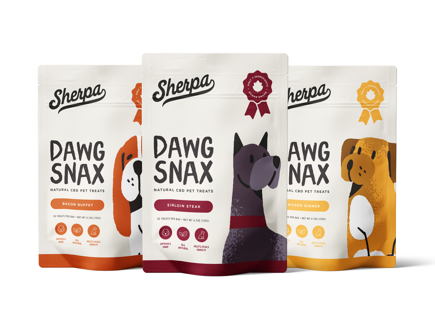 3pk 25mg CBD Dawg Snax - Sherpa 