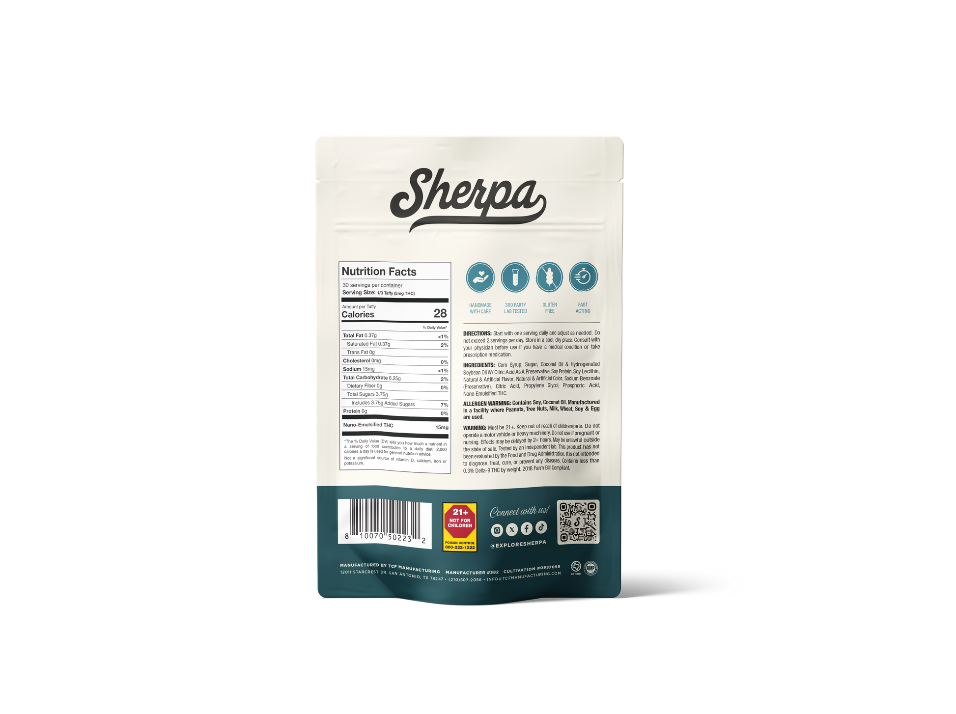 15mg THC Taffy - Cotton Candy - Sherpa 