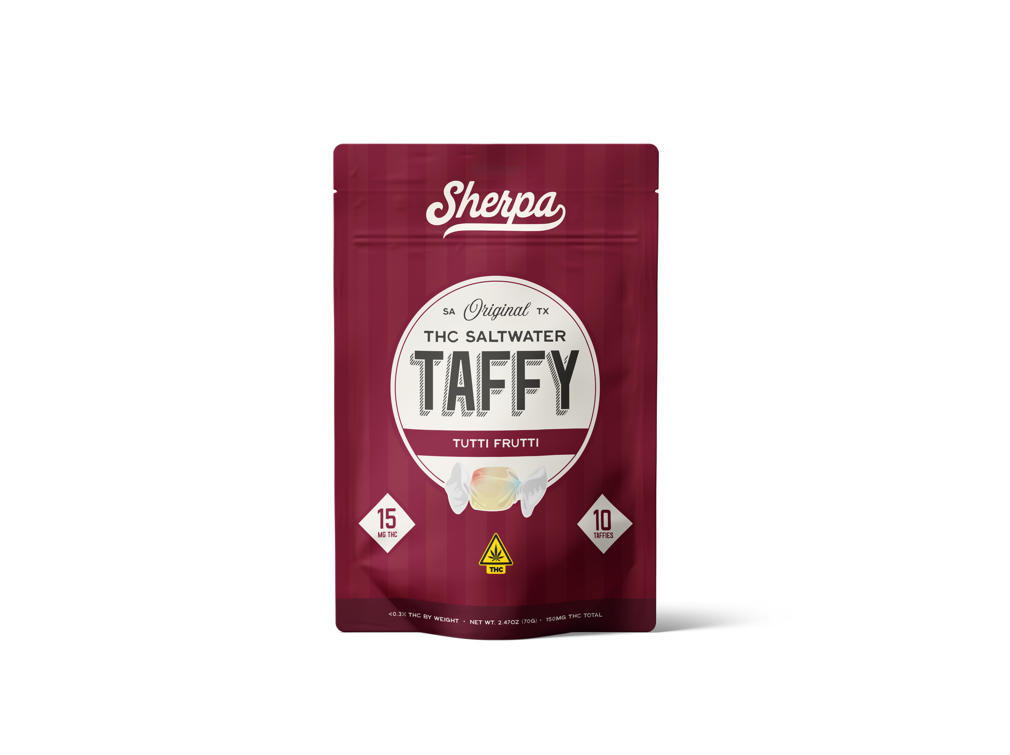 Sherpa 15mg THC Taffy — Tutti Fruity Flavor | Hemp-Derived Candy