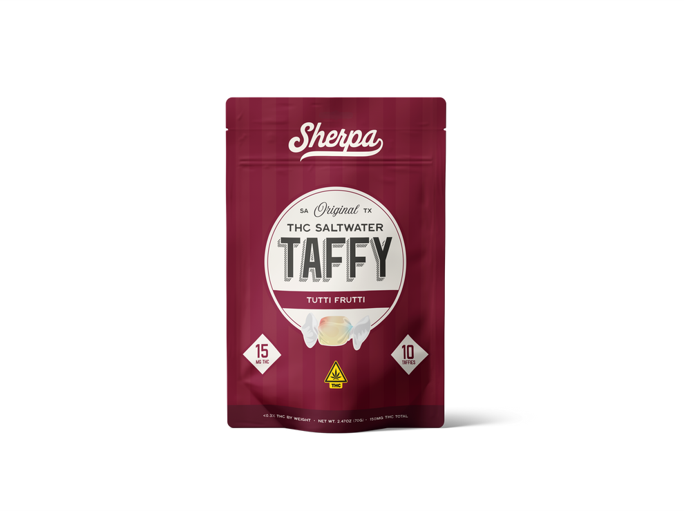 つぶつぶ Sherpa 15mg THC Taffy — Tutti Fruity Flavor | Hemp-Derived Candy