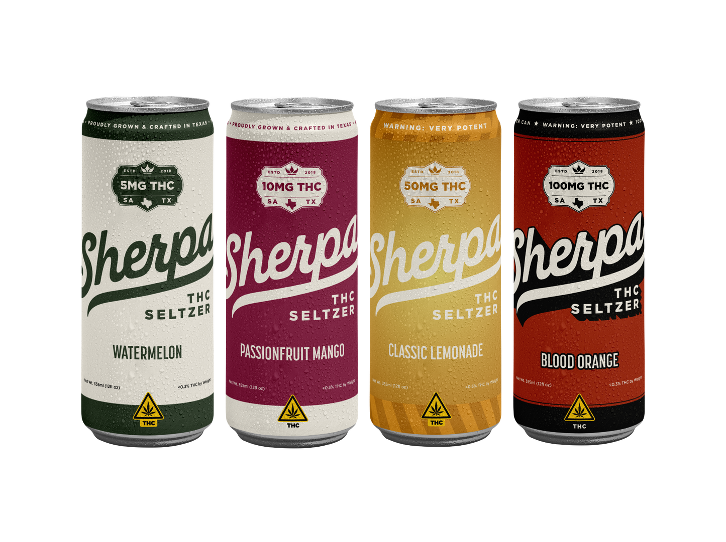 Sherpa THC Seltzers (5mg - 100mg): 4-Count Assortment