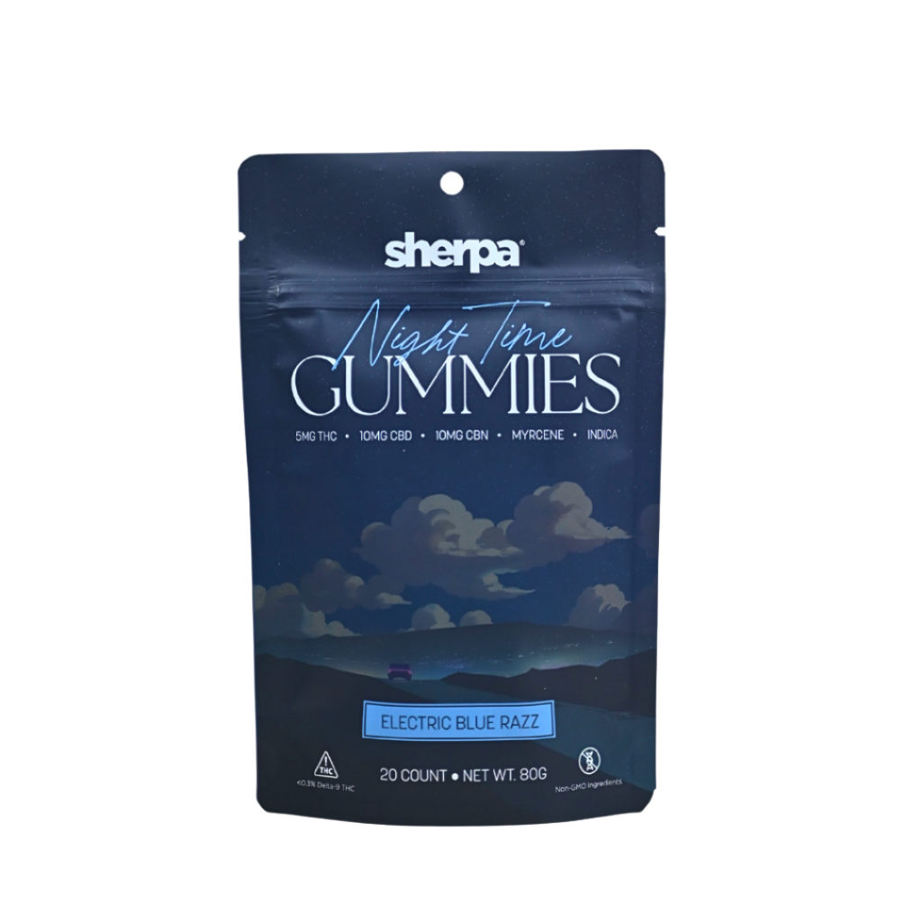 Night Time Gummies - 5mg THC Electric Blue Razz - Sherpa 