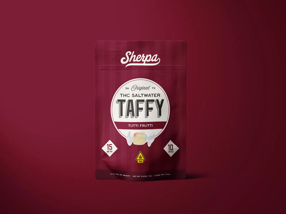 Sherpa 15mg THC Taffy — Tutti Fruity Flavor | Hemp-Derived Candy