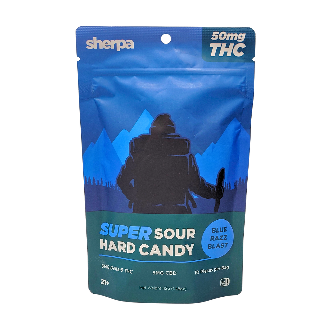 Sherpa Super Sour Hard Candy - Blue Razz Blast 50mg - Sherpa THC