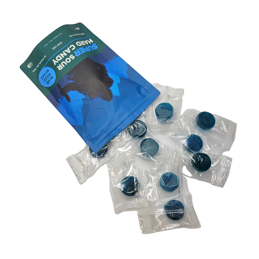 Sherpa Super Sour Hard Candy - Blue Razz Blast 50mg - Sherpa THC